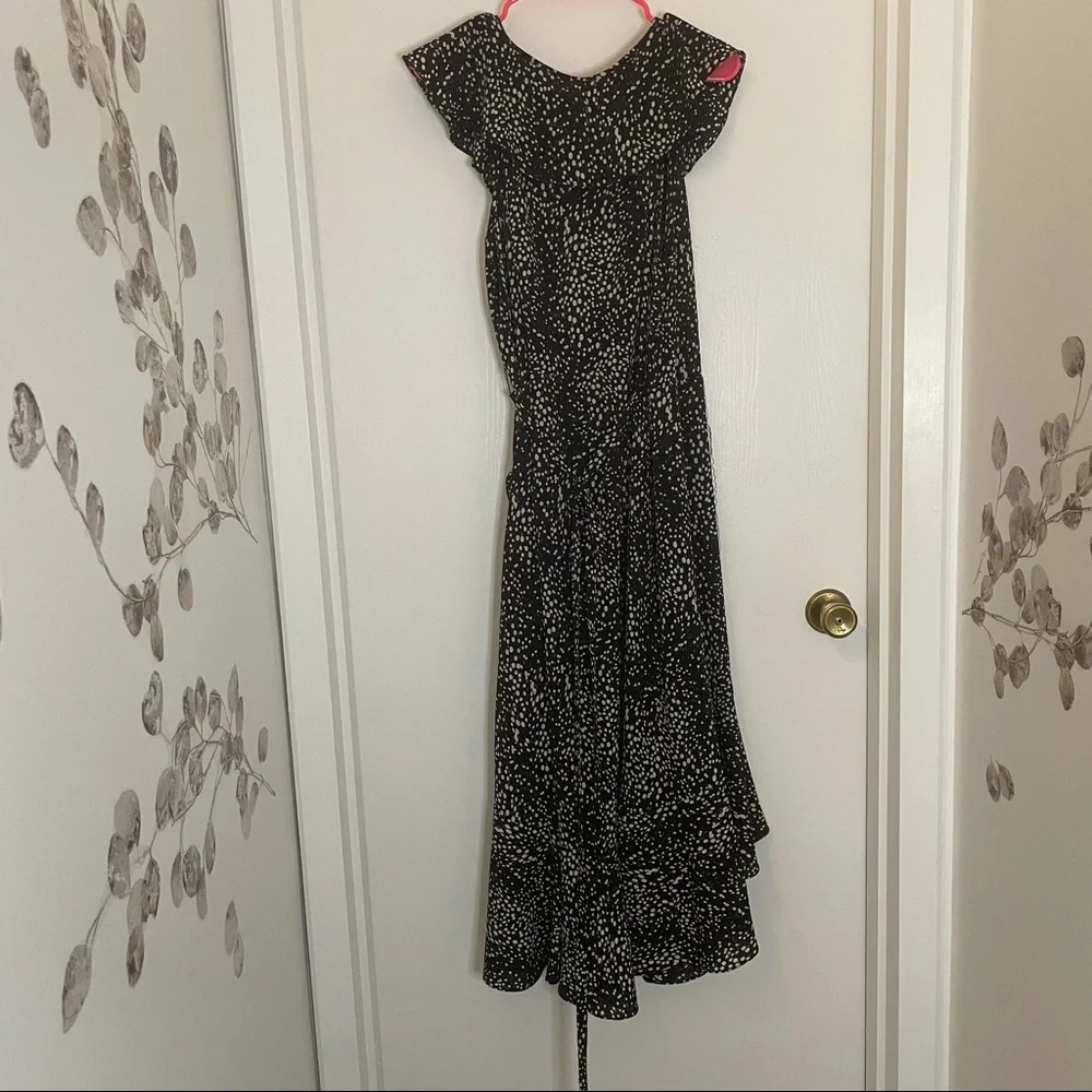 Max Studio Polka Dot High-Low Ruffle Wrap Dress, XL NWT - Picture 3 of 6
